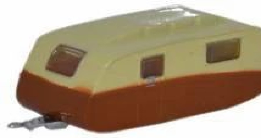 Vehicles * | Oxford Diecast Ncv003 N Scale Caravan Travel Trailer Brown And Cream