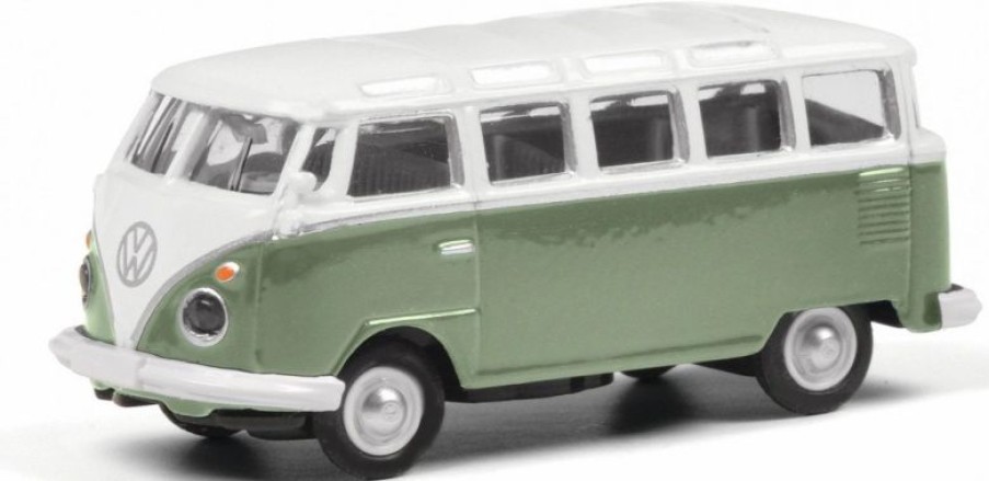 European Model Trains * | Schuco 452670700 Ho Scale (1:87) Volkswagen Vw T1C Samba Green And White