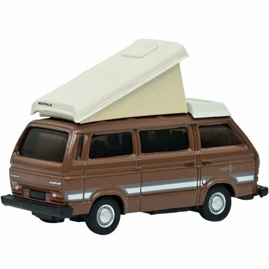 European Model Trains * | Schuco 452660600 Ho Scale (1:87) Vw T3B Camper Bus Brown With Pop Top Roof