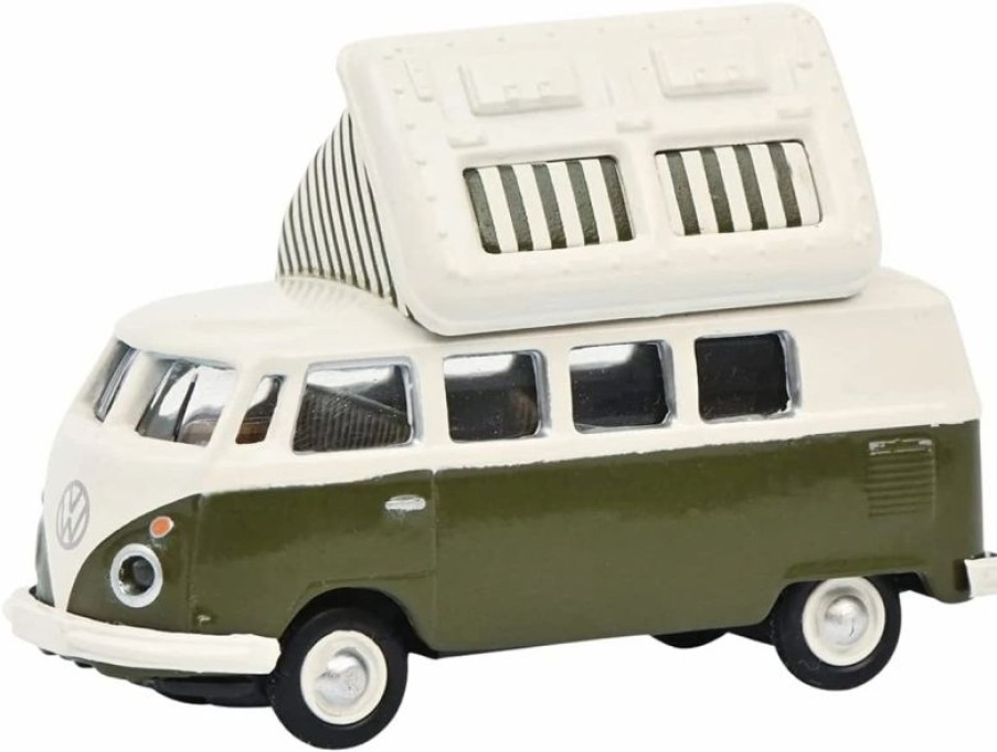 European Model Trains * | Schuco 452660400 Ho Scale (1:87) Vw T1C Camper Bus Green And Cream