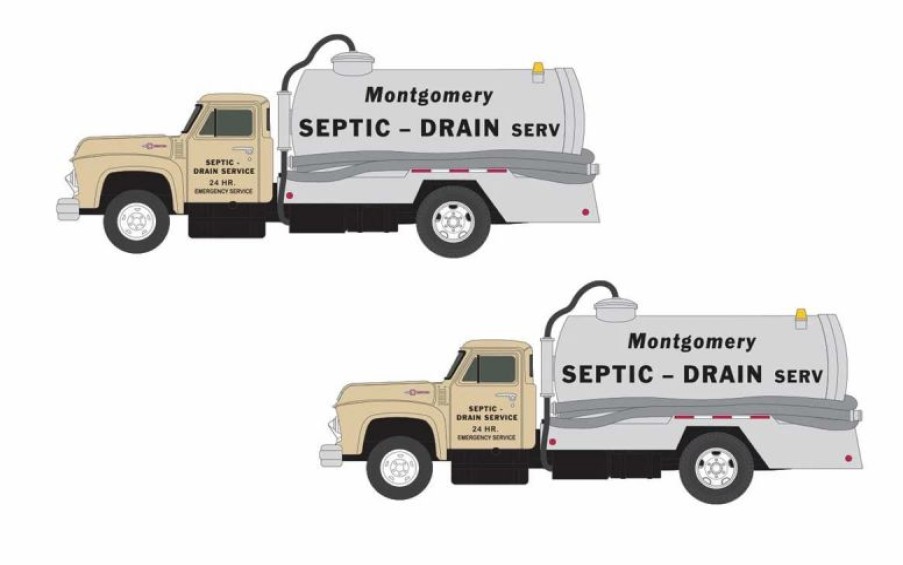 Vehicles * | Classic Metal Works 50416 N Scale 1957 Chevrolet Septic Tank Truck Montgomery 2 Pack