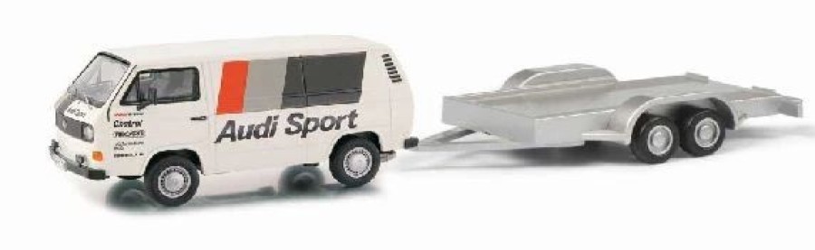 European Model Trains * | Schuco 452651000 Ho Scale (1:87) Vw T3C Audi Sport Van With Trailer