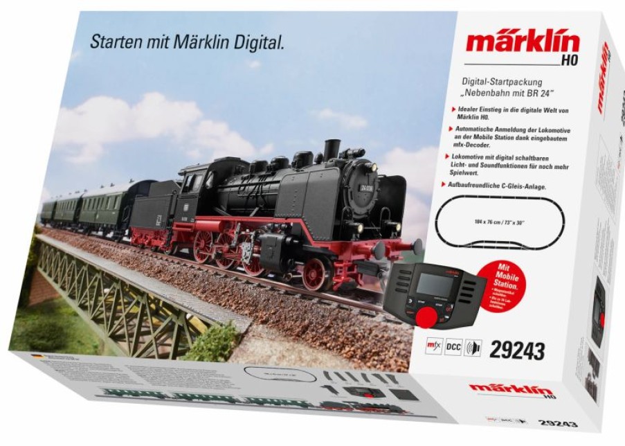 European Model Trains * | Maerklin Marklin 29243 Ho Scale Deutsche Bundesbahn Db Branch Line Class 24Digital Starter Train Set With M